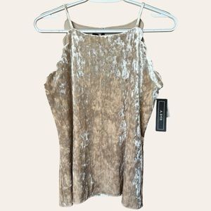 A. Byer cream/tan velvet blouse size Small